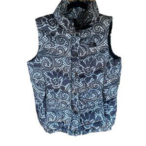 Womens the North Face Gray Floral Paisley Down Fill Insulated Puffer Vest Medium